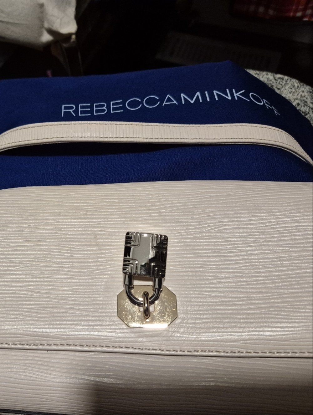 Rebecca Minkoff Ivory Textured Flap Crossbody with Silver Hardware - Picture 2 of 9